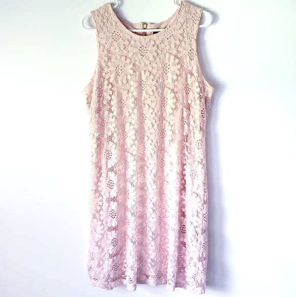 pink lace shift dress